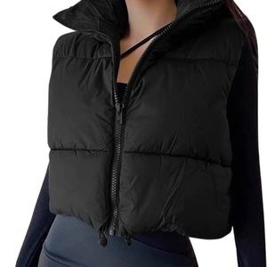 Black cropped puffer vest